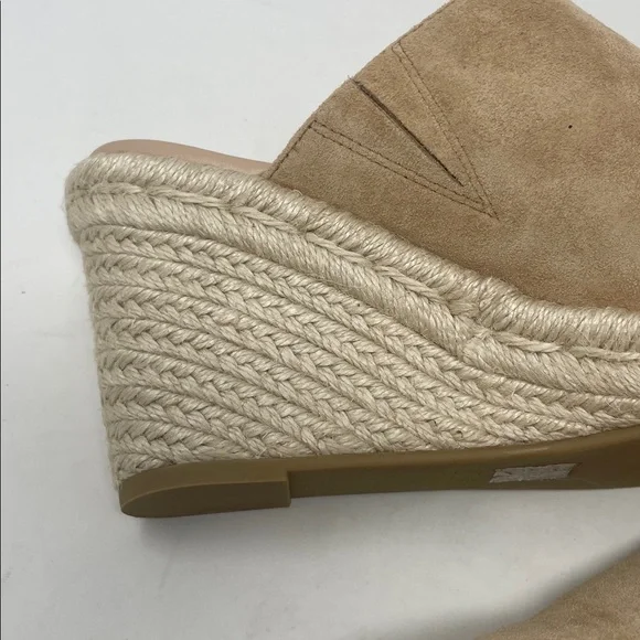 Stuart Weitzman Tan Suede-Like Espadrille Wedge Slip-On Sandals Size 7 - Picture 12 of 15